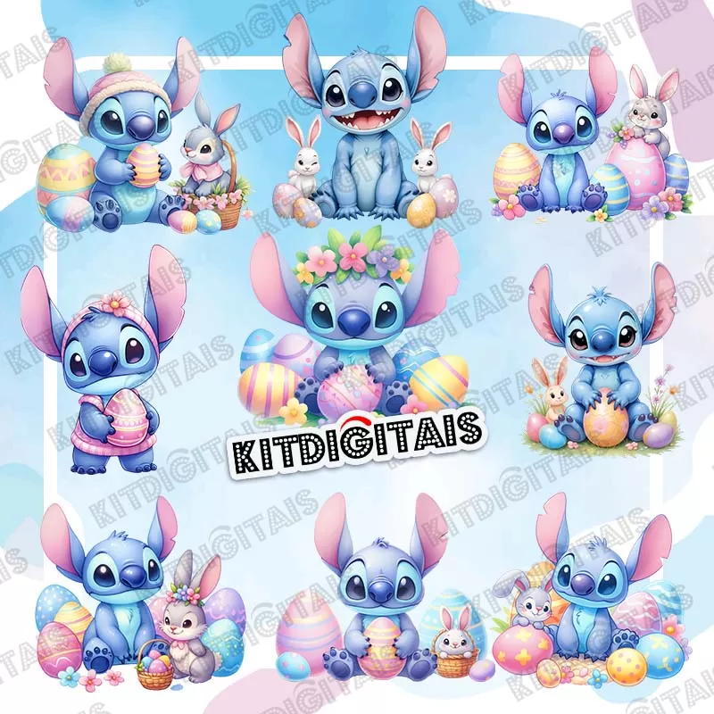 Stitch Png Páscoa Aquarela