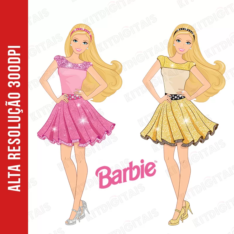 Barbi Vestido Rosa e Barbie Vestido Amarelo Arquivo Digital