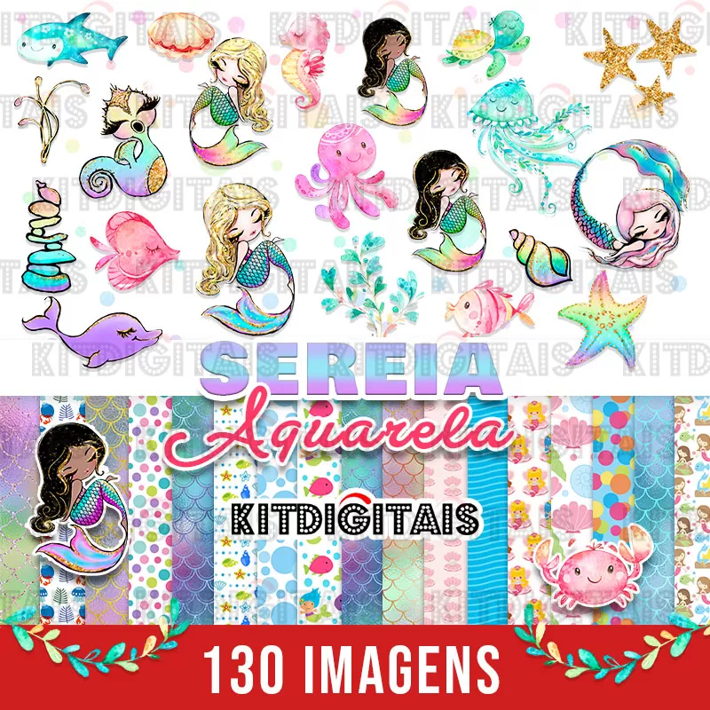 Kit Digital Sereia Aquarela