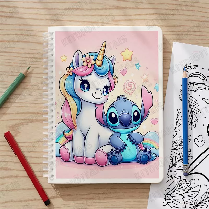 Stitch e Unicórnio para colorir