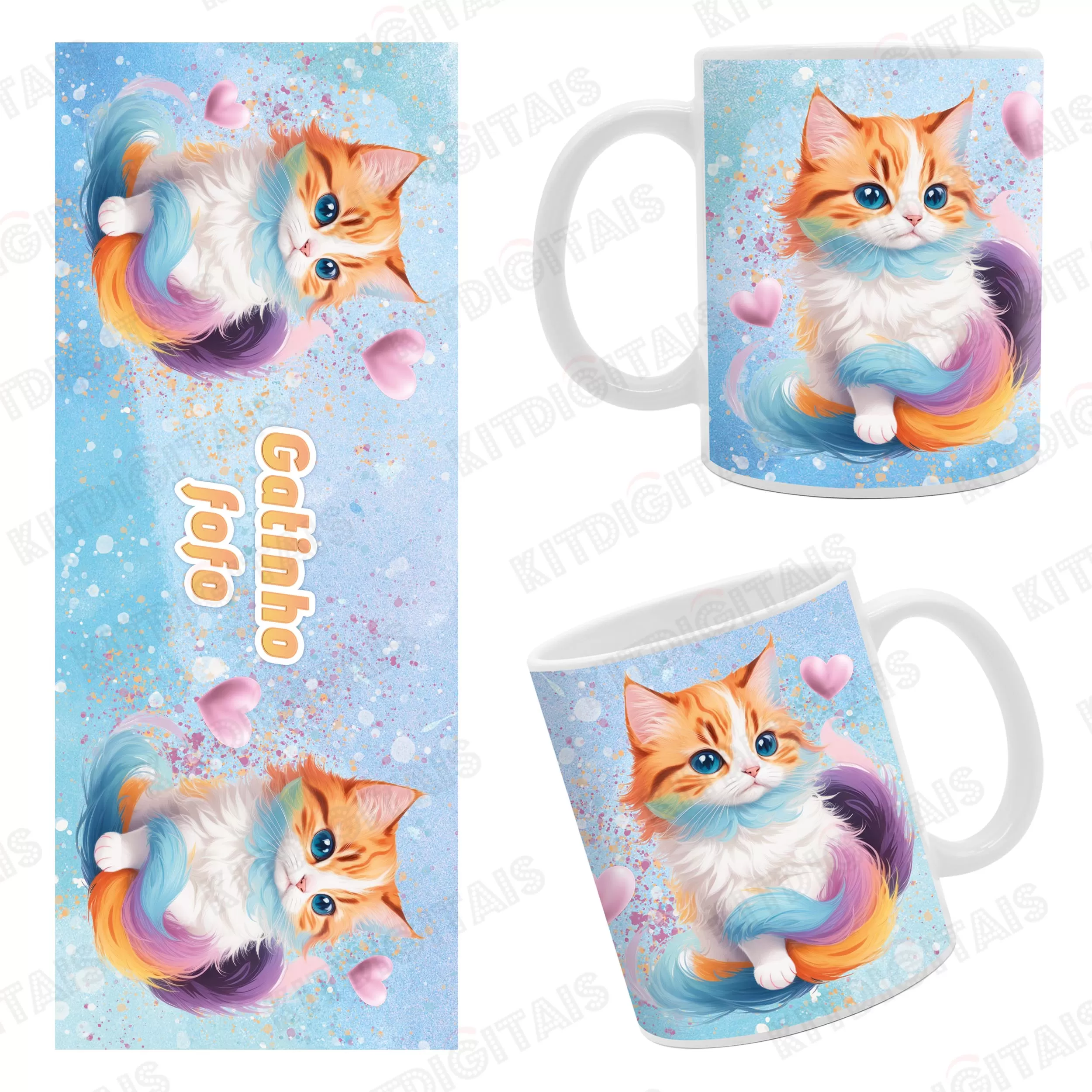 Gatinho Fofo Cut Arte Caneca Personalizada