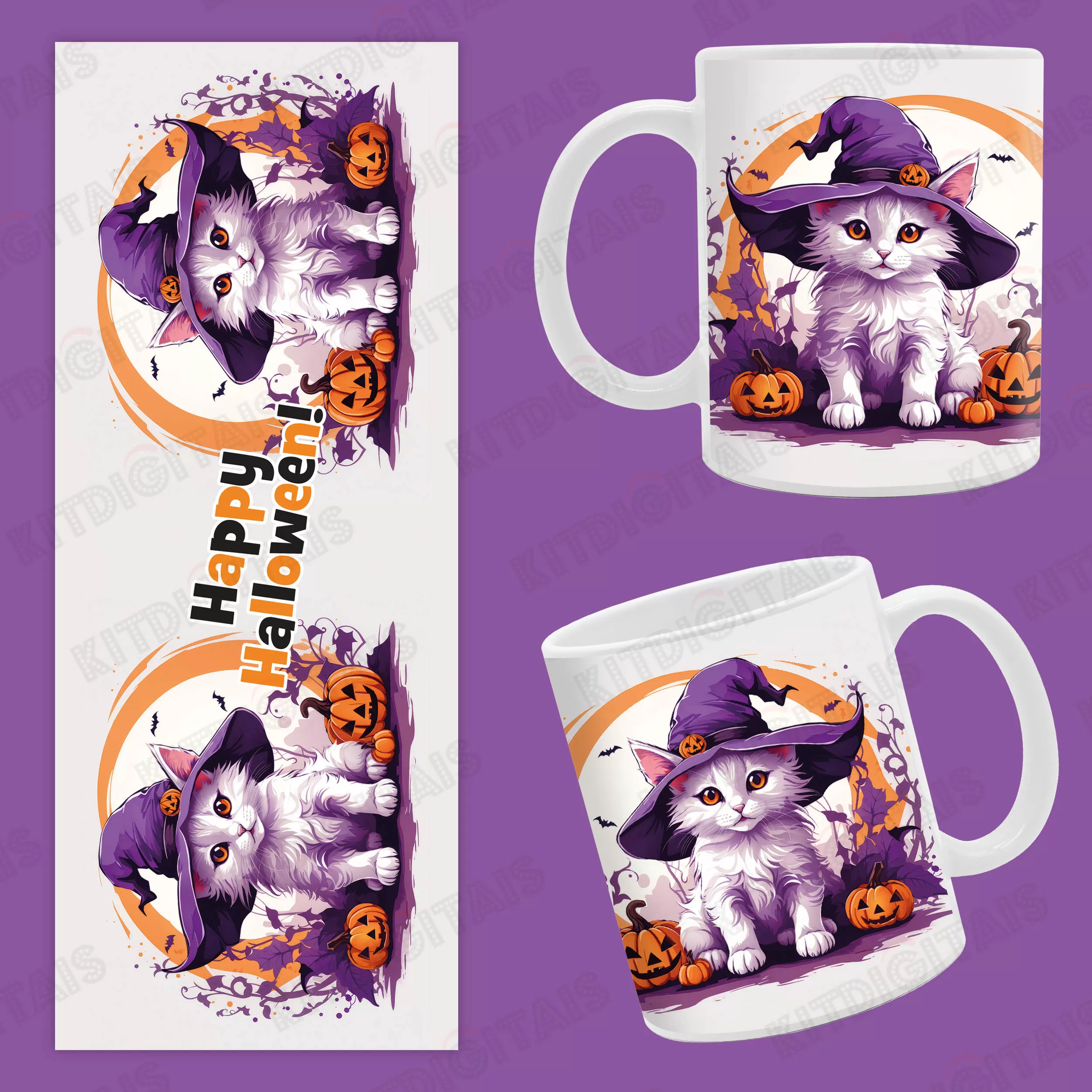 Gatinha Halloween Pet Arte Caneca