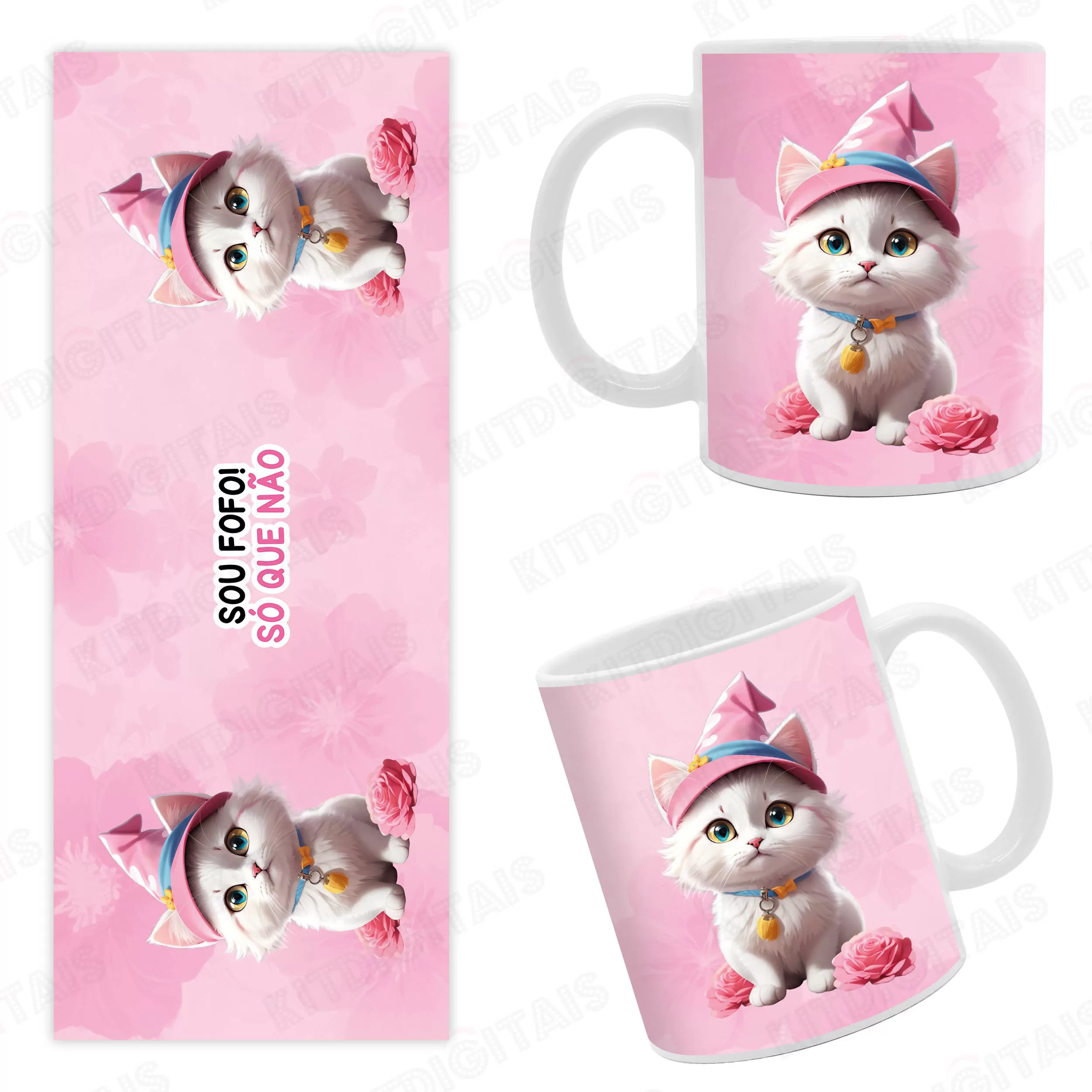 Gatinha Flor Caneca Personalizada