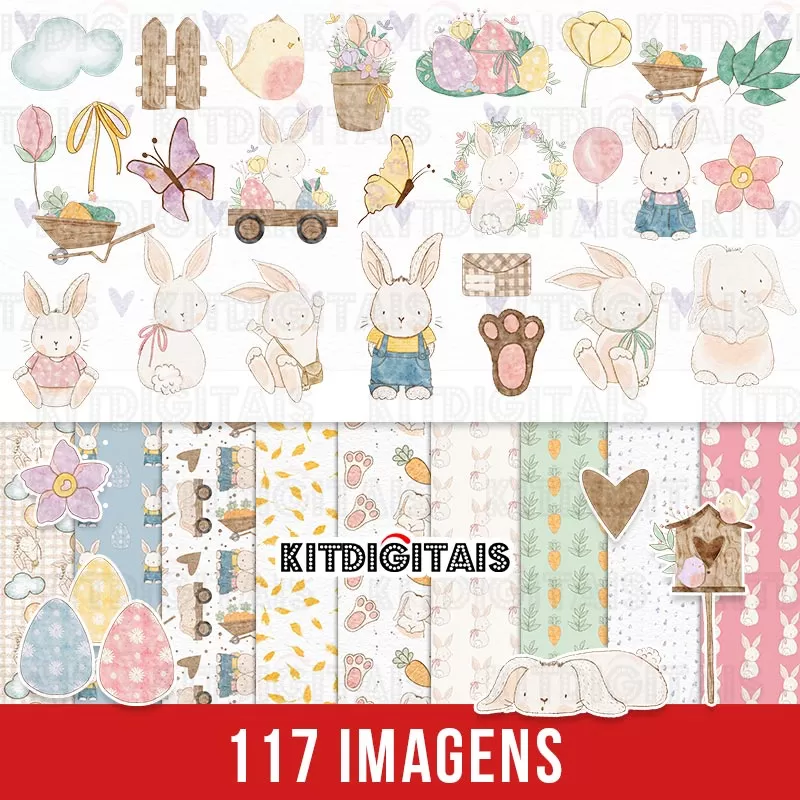 Kit Digital Pascoa Aquarela