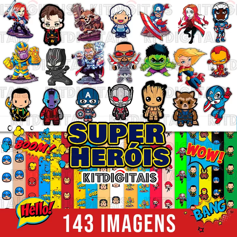 Kit Digital Super Heróis Cute