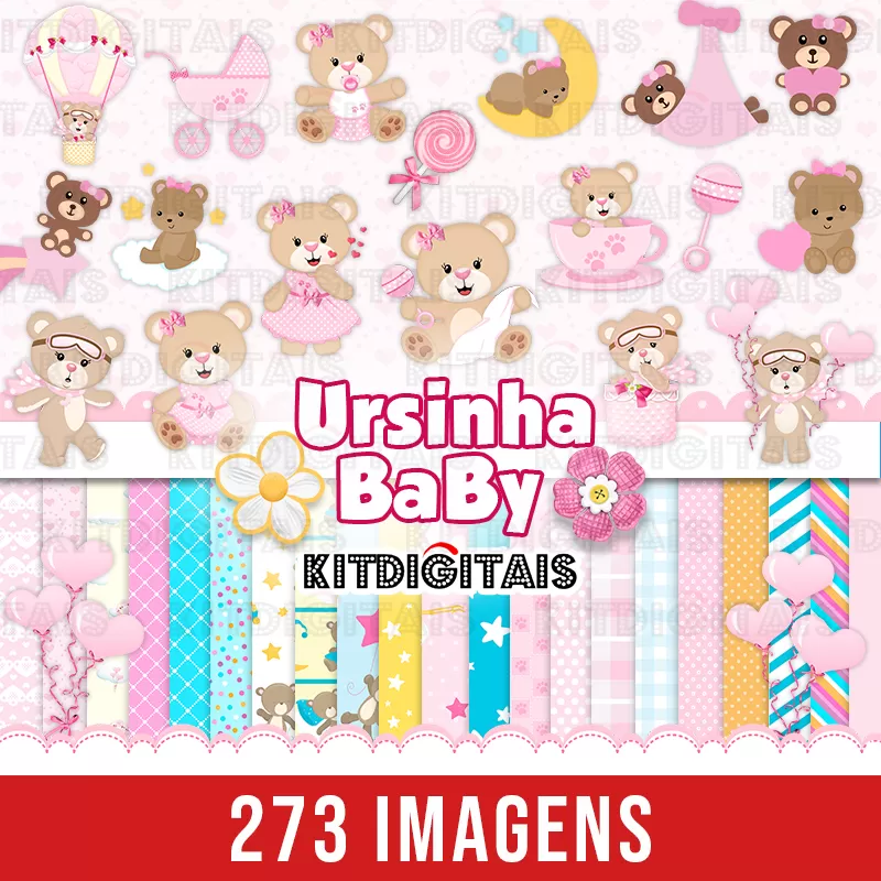 Kit Digital Ursinha Baby Menina