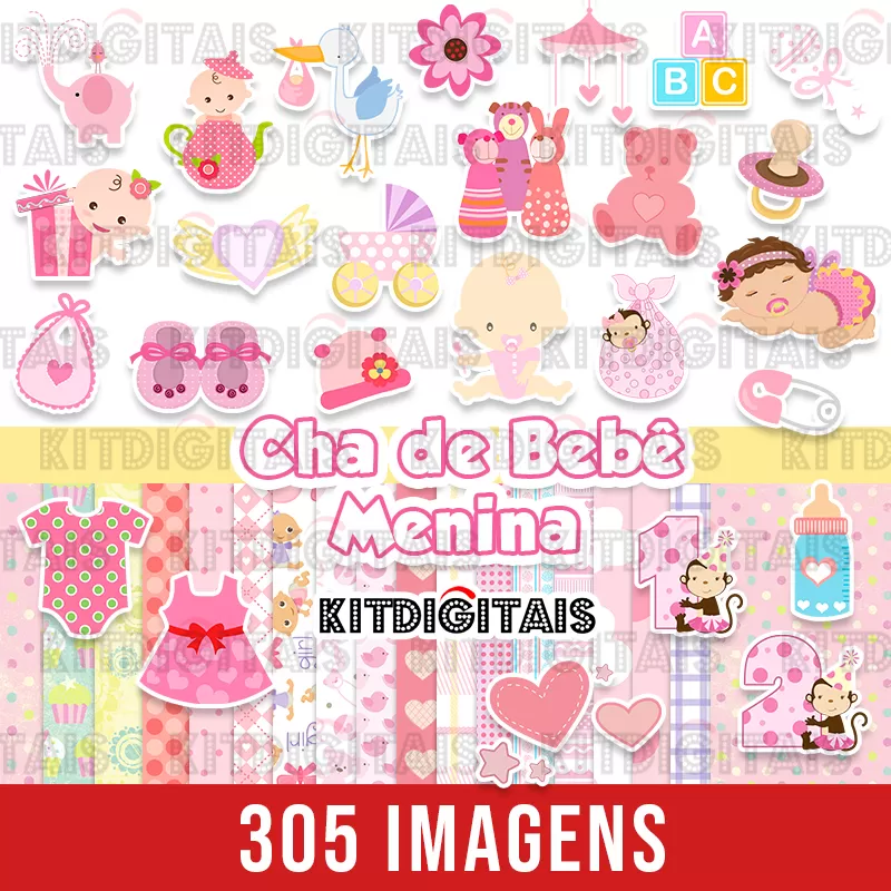 Kit Digital Chá de Bebê Menina