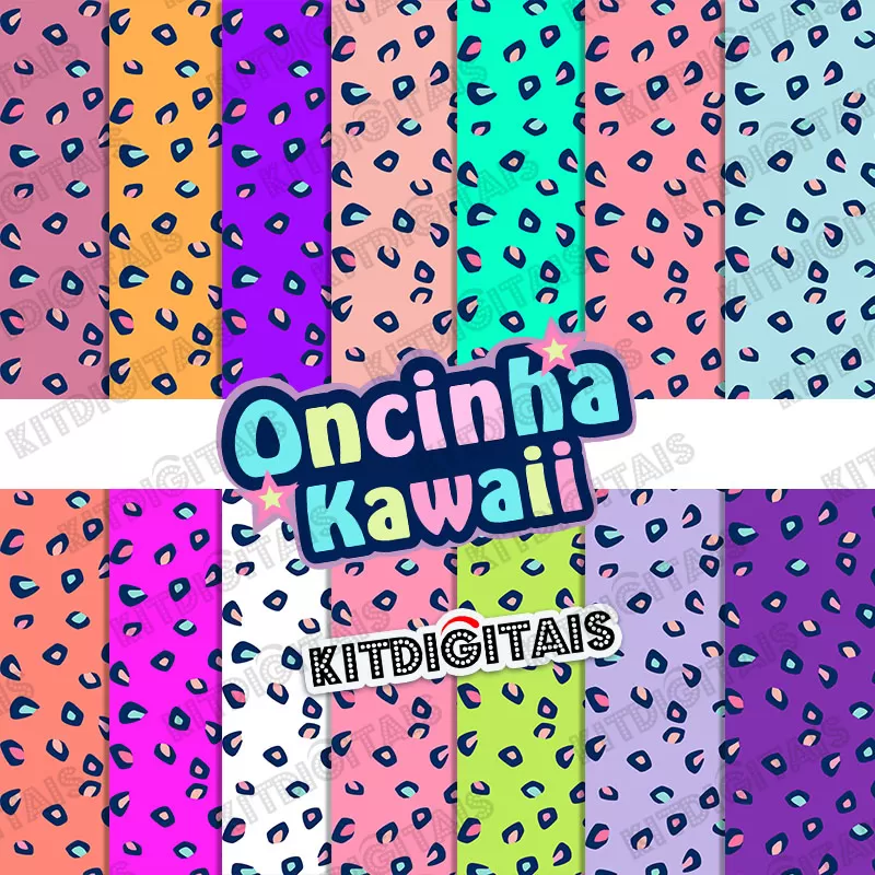 Onça Kawaii Papeis Digitais