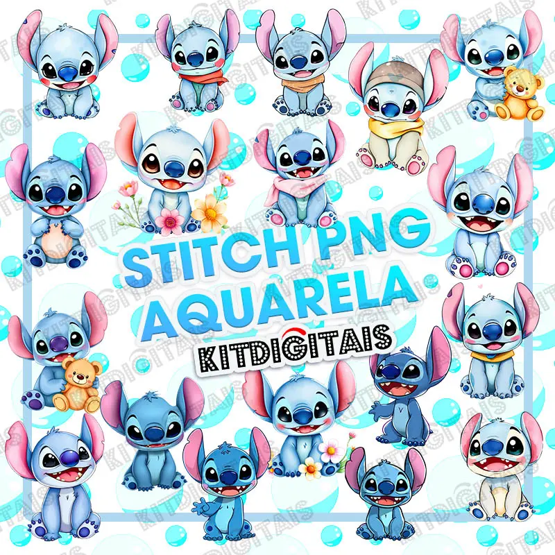 Kit Digital Stitch Png Aquarela