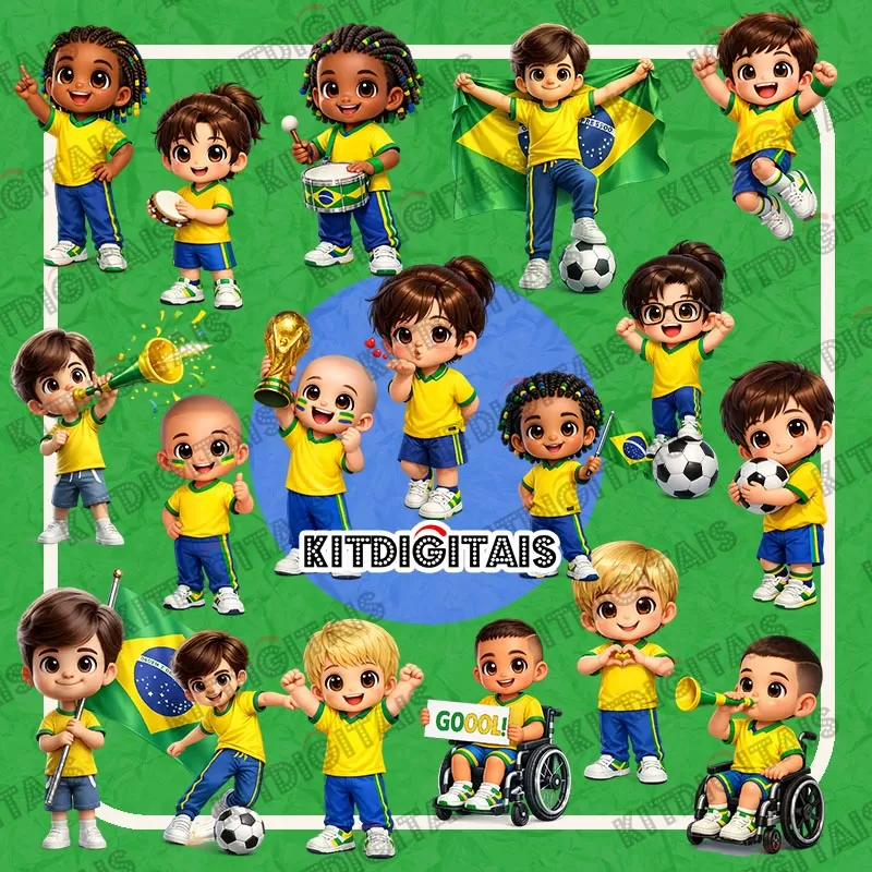 Meninos Png Copa do Mundo - Kit Digital kitdigitais